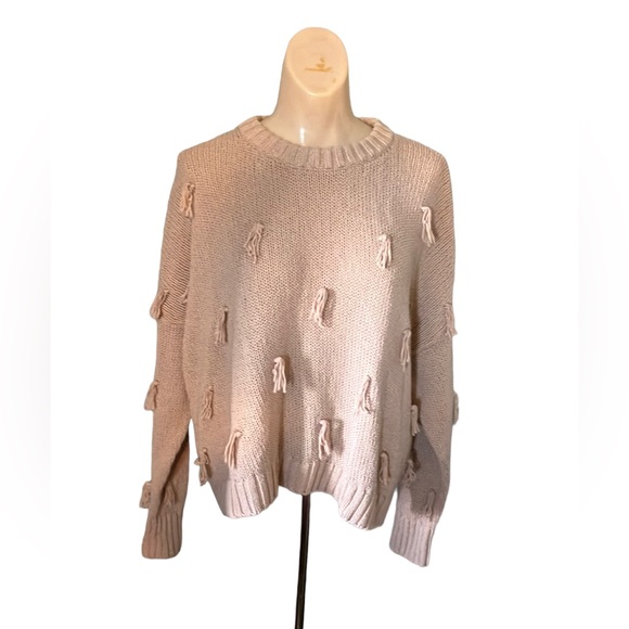 Madewell Sweaters - Madewell Blush Pink Pom Pom Tassel Sweater 100% Cotton Size M